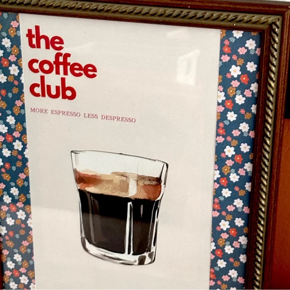 The Coffee Club Retro Style More Espresso, Less Depresso Canvas Art Print Framed